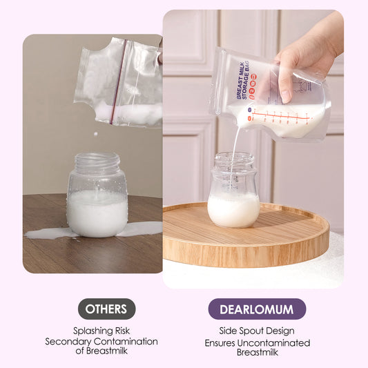 dearlomum BPA-Free Breastmilk Storage Bags - 60 Pcs, 8 Ounce, Self-Standing with Pour Spout, Space-Saving Flat Profile, Ideal for Convenient Breastfeeding and Milk Storage, Refrigeration & Freezing
