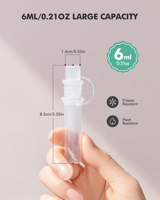 dearlomum Colostrum Collector Kit Breast Milk Collector 6ml/6pcs,Reusable, Heat & Freezer Resistant, BPA-Free, with Cotton Cloth Wipe, Storage Case, Cleaning Brush