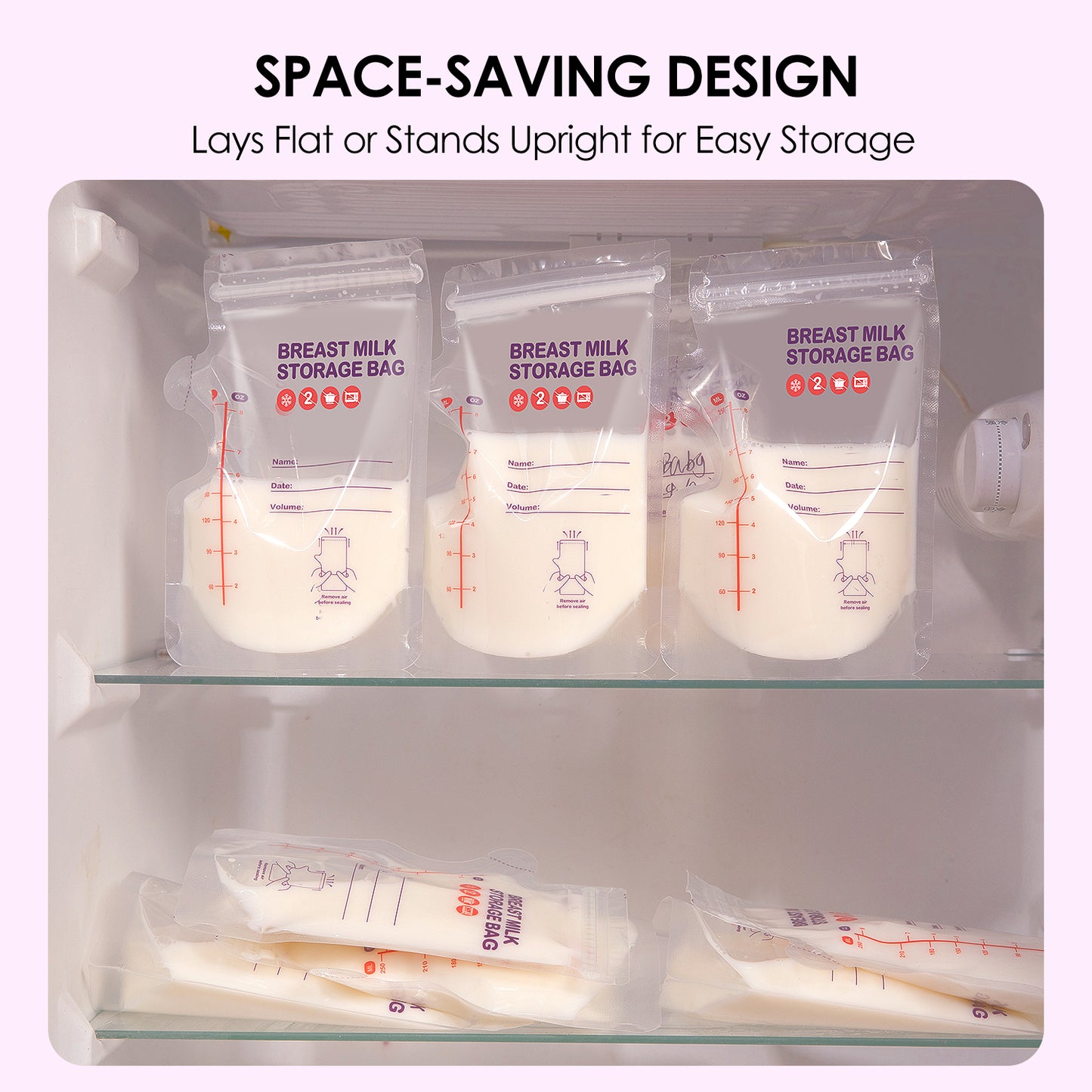 dearlomum BPA-Free Breastmilk Storage Bags - 60 Pcs, 8 Ounce, Self-Standing with Pour Spout, Space-Saving Flat Profile, Ideal for Convenient Breastfeeding and Milk Storage, Refrigeration & Freezing