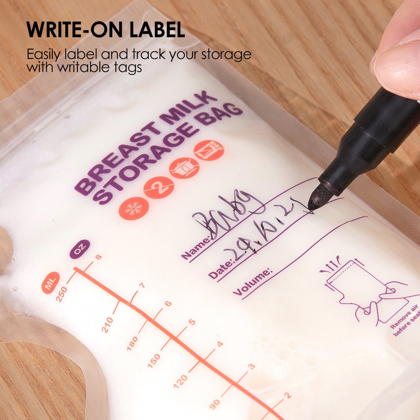 dearlomum BPA-Free Breastmilk Storage Bags - 60 Pcs, 8 Ounce, Self-Standing with Pour Spout, Space-Saving Flat Profile, Ideal for Convenient Breastfeeding and Milk Storage, Refrigeration & Freezing