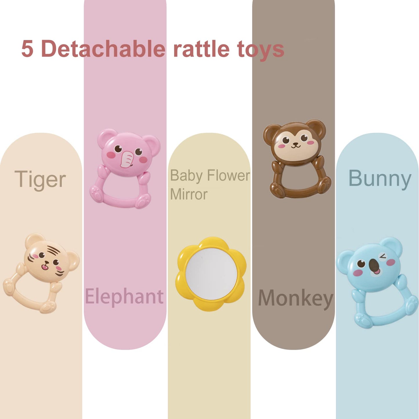 dearlomum Baby Play Mat Baby Gym, Piano Tummy Time Baby Activity Gym Mat with 5 Infant Learning Sensory Baby Toys, Music and Lights Boy & Girl Gifts for Newborn Baby 0 to 3 6 9 12 Months(Pink)