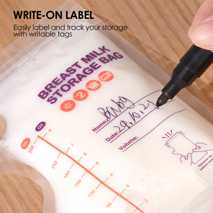 dearlomum BPA-Free Breastmilk Storage Bags - 60 Pcs, 8 Ounce, Self-Standing with Pour Spout, Space-Saving Flat Profile, Ideal for Convenient Breastfeeding and Milk Storage, Refrigeration & Freezing